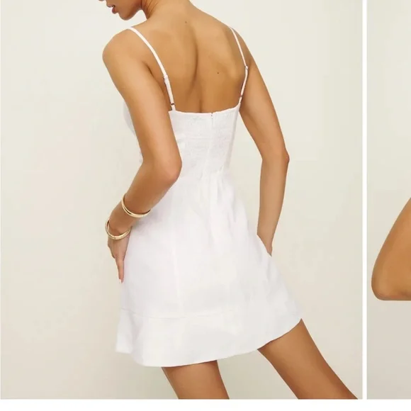 New Reformation Holt Linen Dress in White - Picture 13 of 14